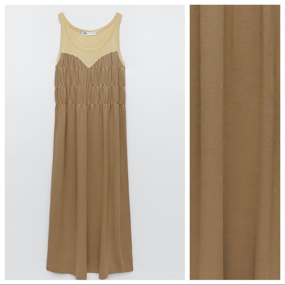 NWT. Zara Limited Edition Brown/Taupe Knitwear Maxi Dress. Size L - Picture 6 of 10